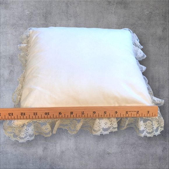 Embroidered Throw Pillow Vintage Cottagecore Floral Lace Pastel Feminine 12" - Picture 13 of 13
